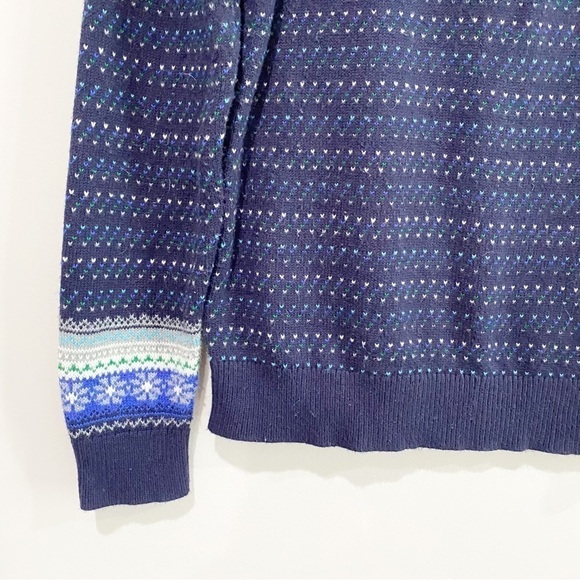 TALBOTS Fair Isle Reindeer Crewneck Sweater Lambswool Blend Size Petite Medium - Picture 4 of 9